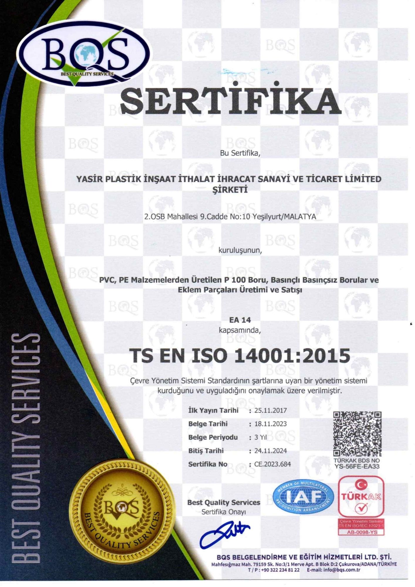 2 ISO 14001 TURKCE CEVRE KALITE BELGESI