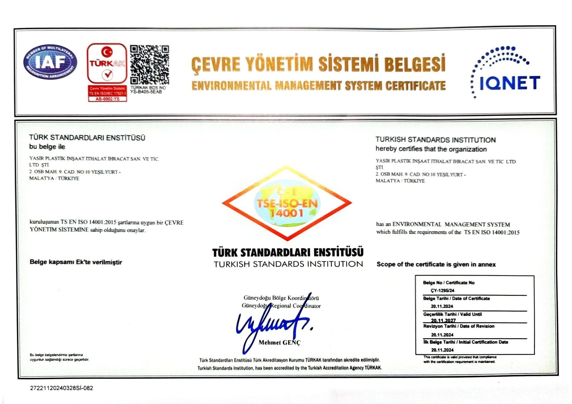 TS EN ISO 14001 Belgesi e1733295427741